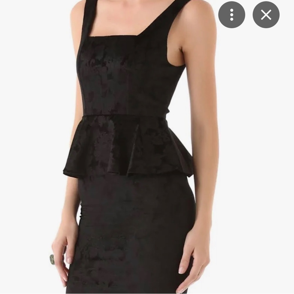 alice + olivia Black Peplum Velvet Floral Pattern Dress W Sz 4